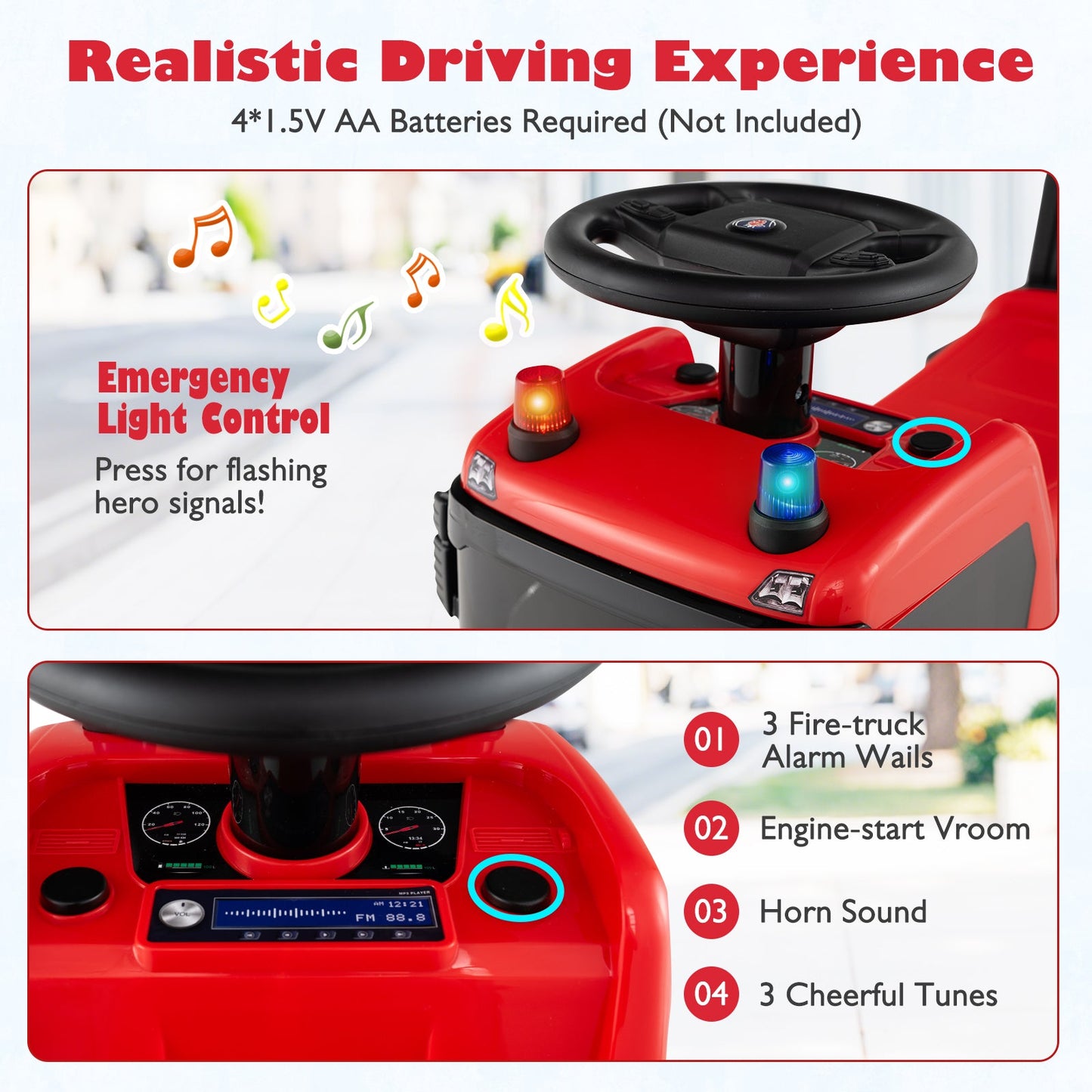 Kids Ride On Push Car Licensed SCANIA Truck Toy with Steering Wheel and Music