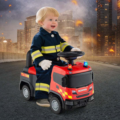 Kids Ride On Push Car Licensed SCANIA Truck Toy with Steering Wheel and Music