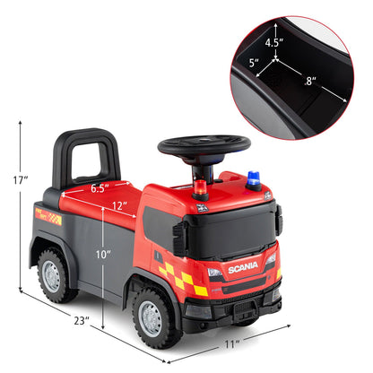 Kids Ride On Push Car Licensed SCANIA Truck Toy with Steering Wheel and Music