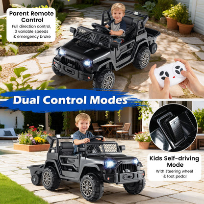 Kids Ride On UTV Car with Detachable Trailer 12V Battery Powered Ride On Truck