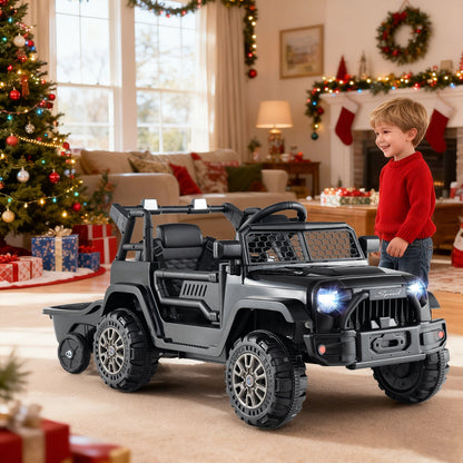 Kids Ride On UTV Car with Detachable Trailer 12V Battery Powered Ride On Truck