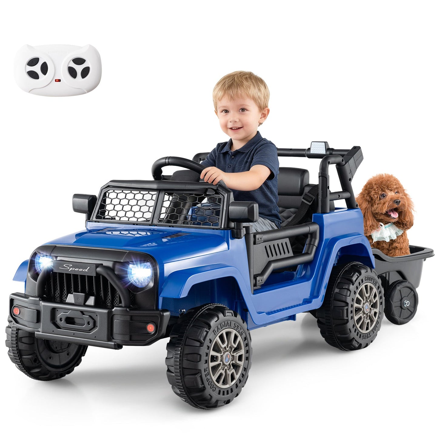 Kids Ride On UTV Car with Detachable Trailer 12V Battery Powered Ride On Truck