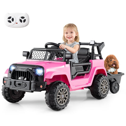 Kids Ride On UTV Car with Detachable Trailer 12V Battery Powered Ride On Truck