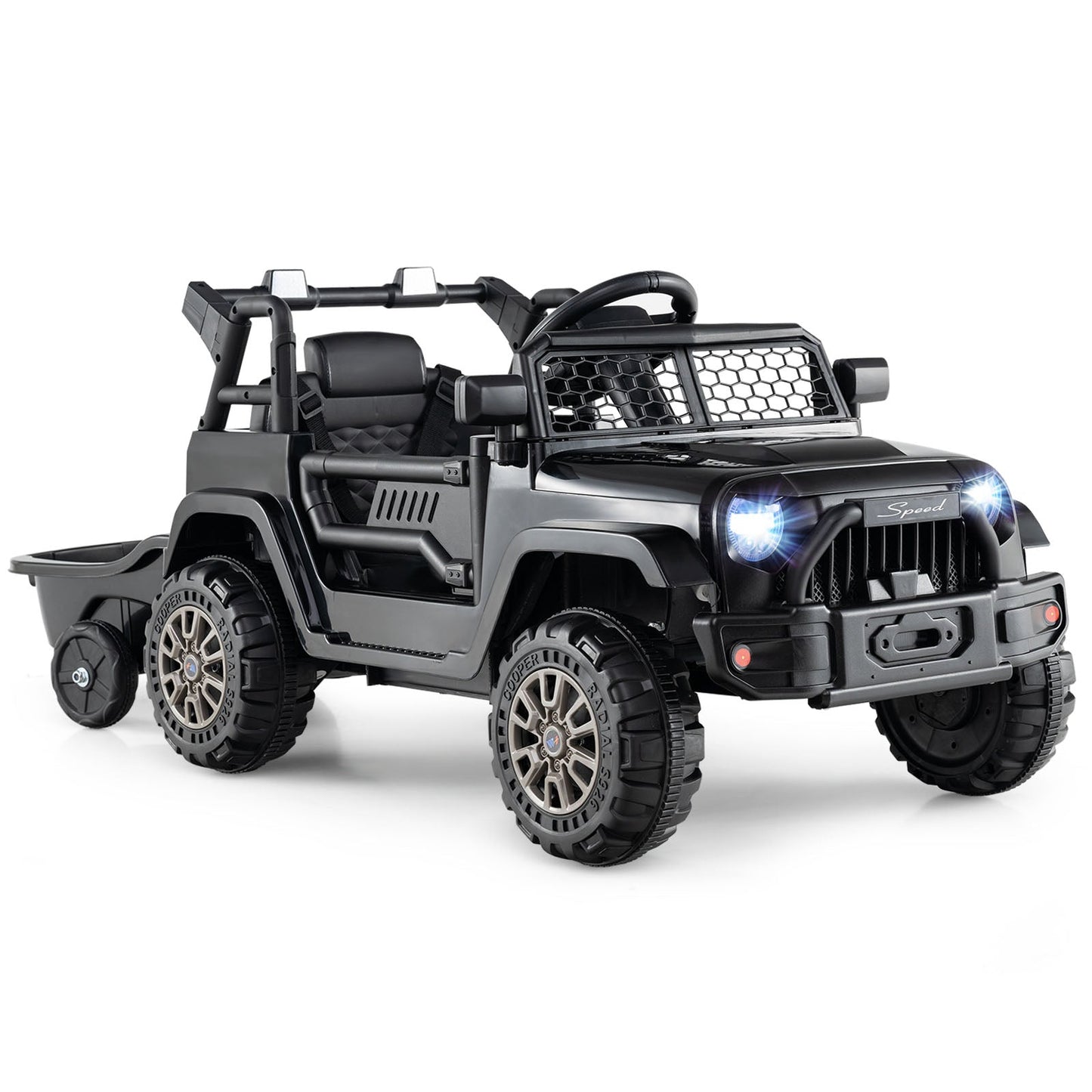 Kids Ride On UTV Car with Detachable Trailer 12V Battery Powered Ride On Truck