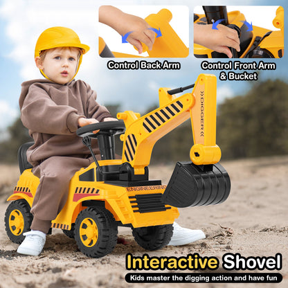 Kids Ride on Excavator with Adjustable Shovel-Yellow