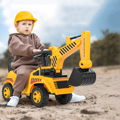 Kids Ride on Excavator with Adjustable Shovel-Yellow