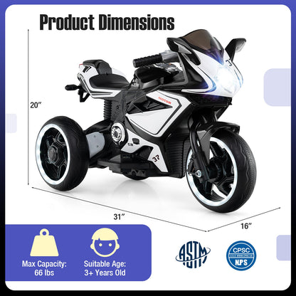 Kids Ride on Motorcycle 6V Battery Powered Mini Electric Motorbike with LED Lights