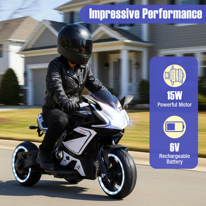 Kids Ride on Motorcycle 6V Battery Powered Mini Electric Motorbike with LED Lights
