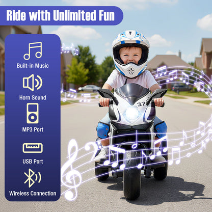 Kids Ride on Motorcycle 6V Battery Powered Mini Electric Motorbike with LED Lights