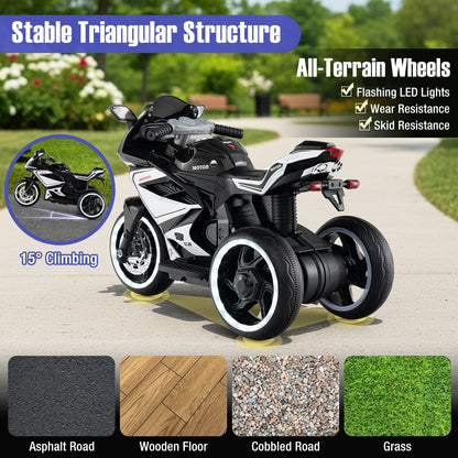 Kids Ride on Motorcycle 6V Battery Powered Mini Electric Motorbike with LED Lights
