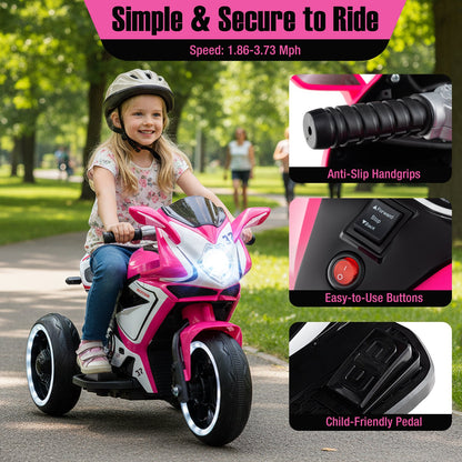 Kids Ride on Motorcycle 6V Battery Powered Mini Electric Motorbike with LED Lights
