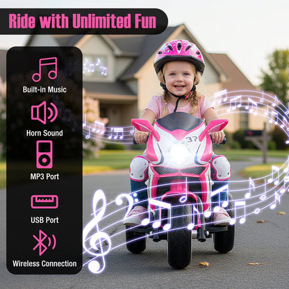 Kids Ride on Motorcycle 6V Battery Powered Mini Electric Motorbike with LED Lights
