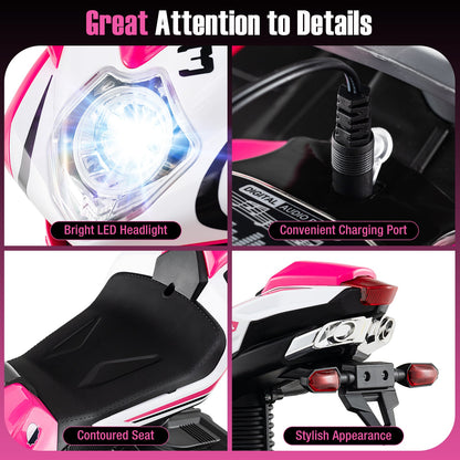 Kids Ride on Motorcycle 6V Battery Powered Mini Electric Motorbike with LED Lights