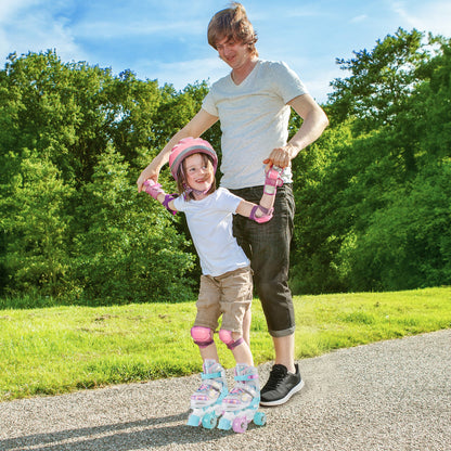 Kids Roller Skates 4 Sizes Adjustable Quad Skates with Light-up Wheels and Safety Protection