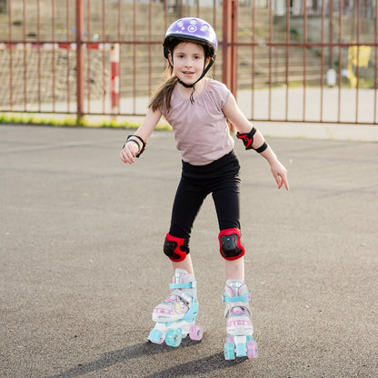 Kids Roller Skates 4 Sizes Adjustable Quad Skates with Light-up Wheels