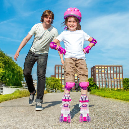Kids Roller Skates 4 Sizes Adjustable Quad Skates with Light-up Wheels