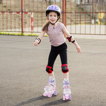 Kids Roller Skates 4 Sizes Adjustable Quad Skates with Light-up Wheels