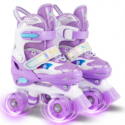 Kids Roller Skates 4 Sizes Adjustable with Light-up Wheels for Toddler Aged 5-7 (S)