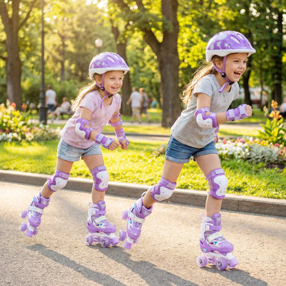 Kids Roller Skates 4 Sizes Adjustable with Light-up Wheels for Toddler Aged 5-7 (S)