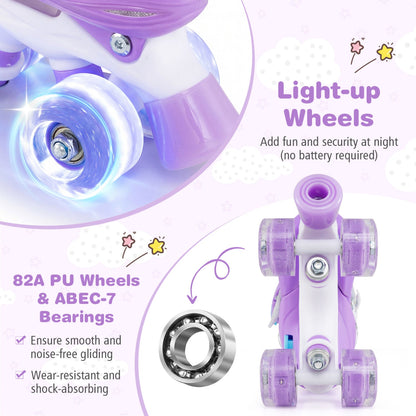 Kids Roller Skates 4 Sizes Adjustable with Light-up Wheels for Toddler Aged 5-7 (S)