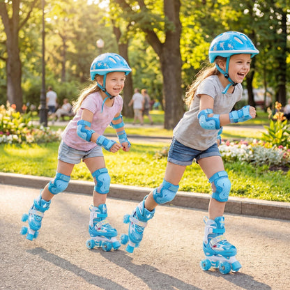 Kids Roller Skates 4 Sizes Adjustable with Light-up Wheels for Toddler Aged 5-7 (S)