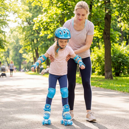 Kids Roller Skates 4 Sizes Adjustable with Light-up Wheels for Toddler Aged 5-7 (S)