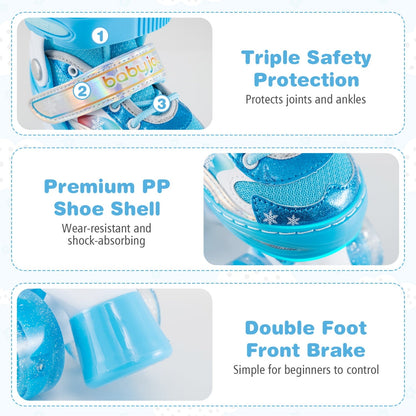 Kids Roller Skates 4 Sizes Adjustable with Light-up Wheels for Toddler Aged 5-7 (S)