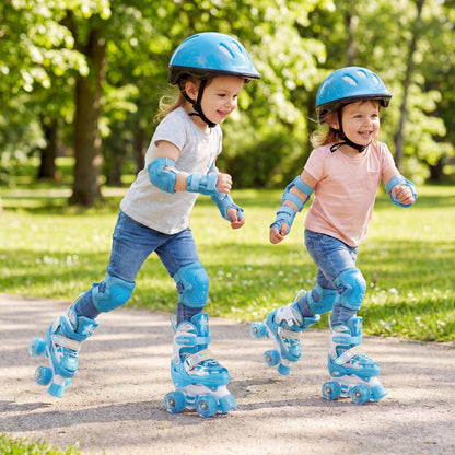 Kids Roller Skates 4 Sizes Adjustable with Light-up Wheels for Toddler Aged 3-4 (XS)