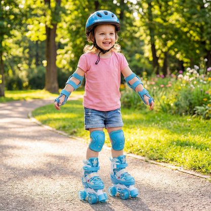 Kids Roller Skates 4 Sizes Adjustable with Light-up Wheels for Toddler Aged 3-4 (XS)