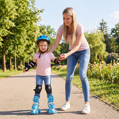 Kids Roller Skates 4 Sizes Adjustable with Light-up Wheels for Toddler Aged 3-4 (XS)