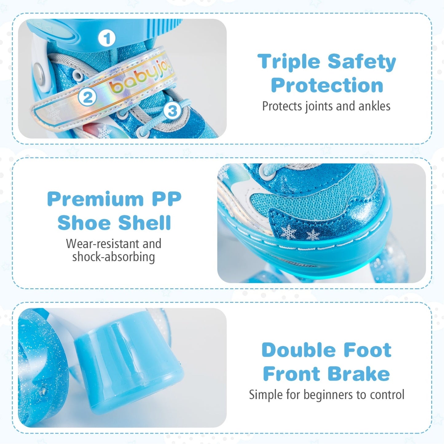 Kids Roller Skates 4 Sizes Adjustable with Light-up Wheels for Toddler Aged 3-4 (XS)