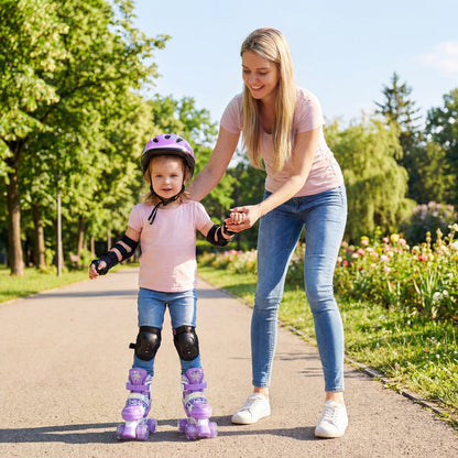 Kids Roller Skates 4 Sizes Adjustable with Light-up Wheels for Toddler Aged 3-4 (XS)