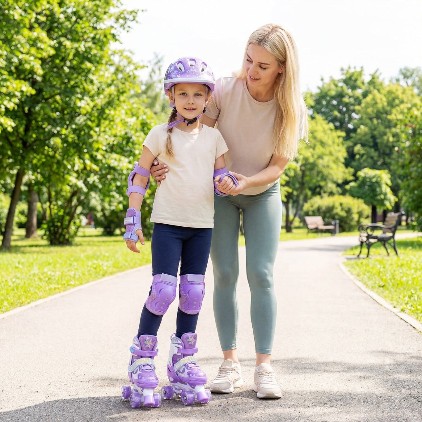 Kids Roller Skates for Girls Boys with Light-up Wheels and Safety Protection