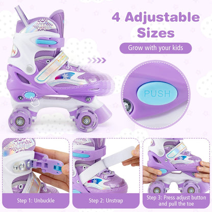 Kids Roller Skates for Girls Boys with Light-up Wheels and Safety Protection
