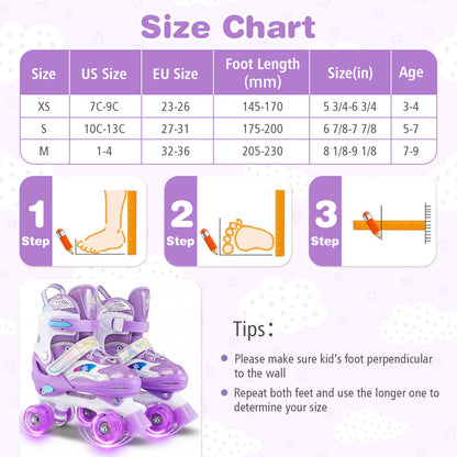 Kids Roller Skates for Girls Boys with Light-up Wheels and Safety Protection