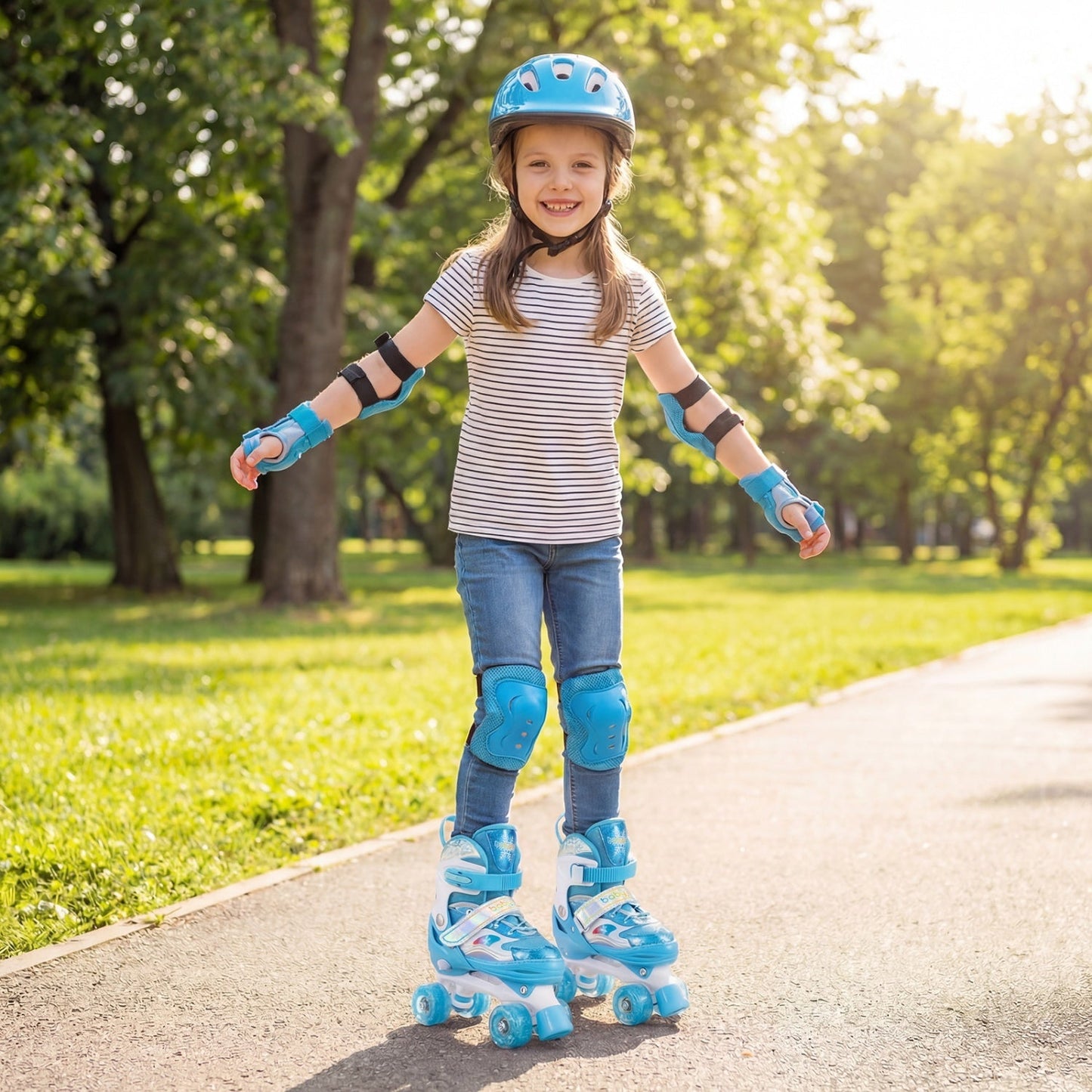 Kids Roller Skates for Girls Boys with Light-up Wheels and Safety Protection