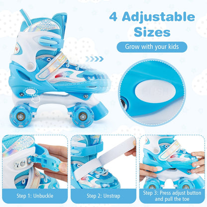 Kids Roller Skates for Girls Boys with Light-up Wheels and Safety Protection