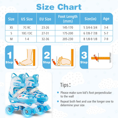 Kids Roller Skates for Girls Boys with Light-up Wheels and Safety Protection
