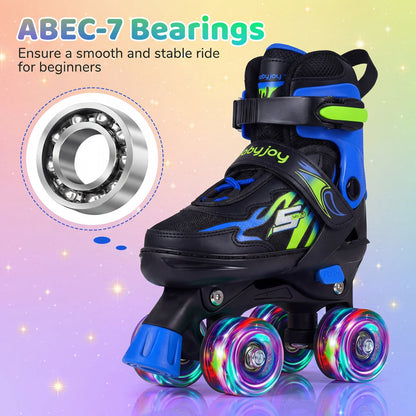 Kids Roller Skates for Girls Boys 4 Sizes Adjustable Quad Skates with Light-up Wheels