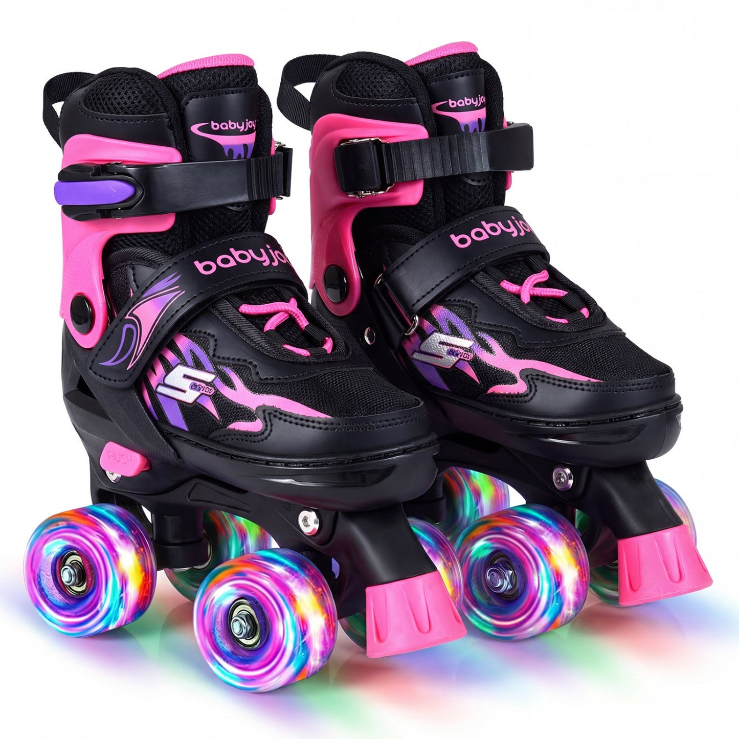 Kids Roller Skates for Girls Boys 4 Sizes Adjustable Quad Skates with Light-up Wheels