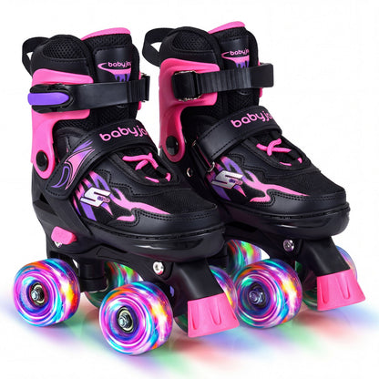 Kids Roller Skates for Girls Boys 4 Sizes Adjustable Quad Skates with Light-up Wheels
