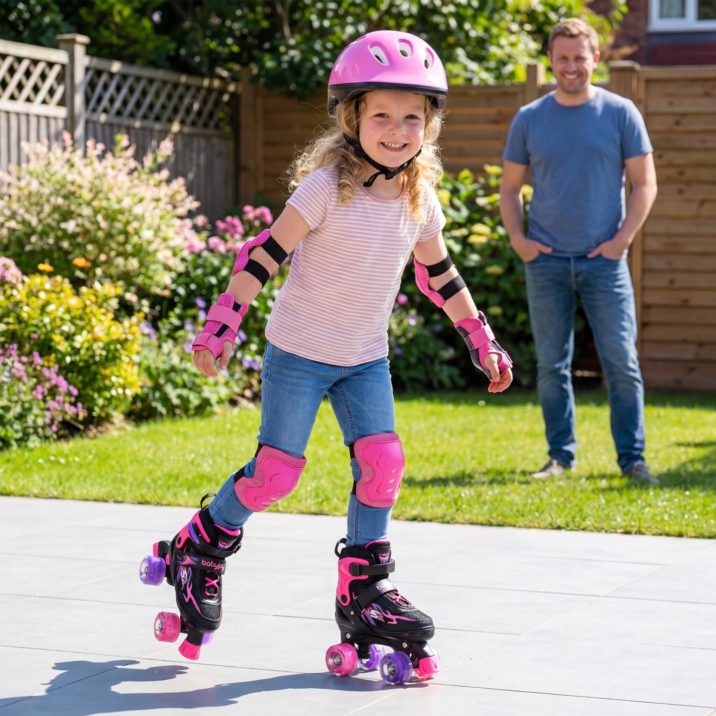 Kids Roller Skates for Girls Boys 4 Sizes Adjustable Quad Skates with Light-up Wheels