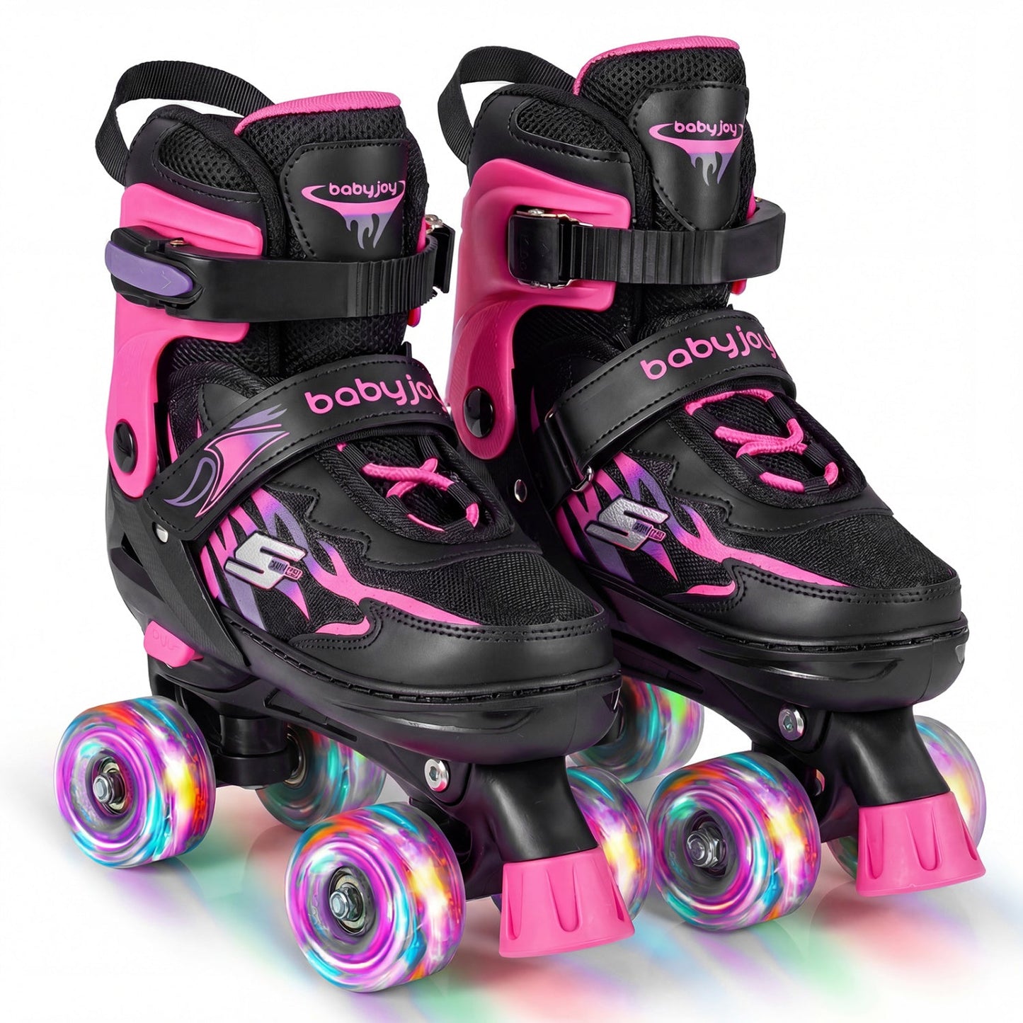 Kids Roller Skates for Girls Boys 4 Sizes Adjustable Quad Skates with Light-up Wheels for Outdoor