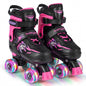Kids Roller Skates for Girls Boys 4 Sizes Adjustable Quad Skates with Light-up Wheels for Outdoor