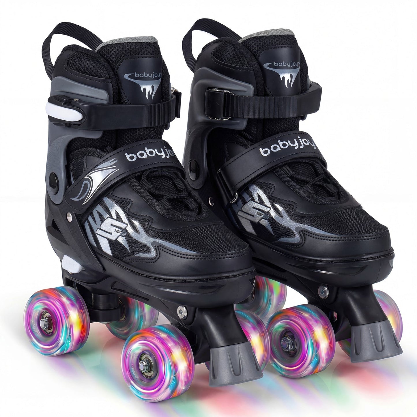 Kids Roller Skates for Girls Boys 4 Sizes Adjustable Quad Skates with Light-up Wheels for Outdoor
