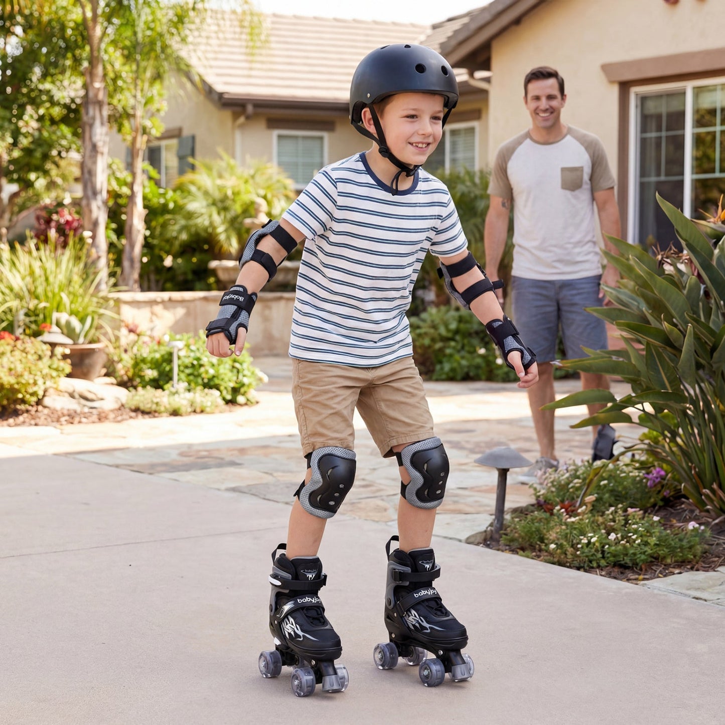 Kids Roller Skates for Girls Boys 4 Sizes Adjustable Quad Skates with Light-up Wheels for Outdoor