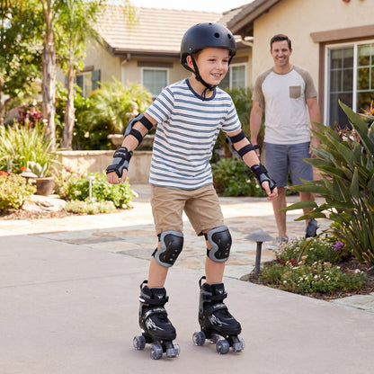 Kids Roller Skates for Girls Boys 4 Sizes Adjustable Quad Skates with Light-up Wheels for Outdoor