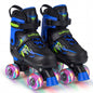 Kids Roller Skates for Girls Boys 4 Sizes Adjustable Quad Skates with Light-up Wheels for Outdoor