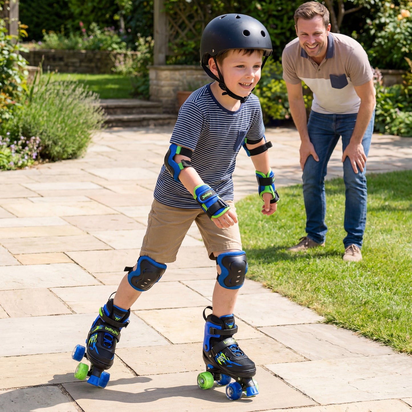 Kids Roller Skates for Girls Boys 4 Sizes Adjustable Quad Skates with Light-up Wheels for Outdoor
