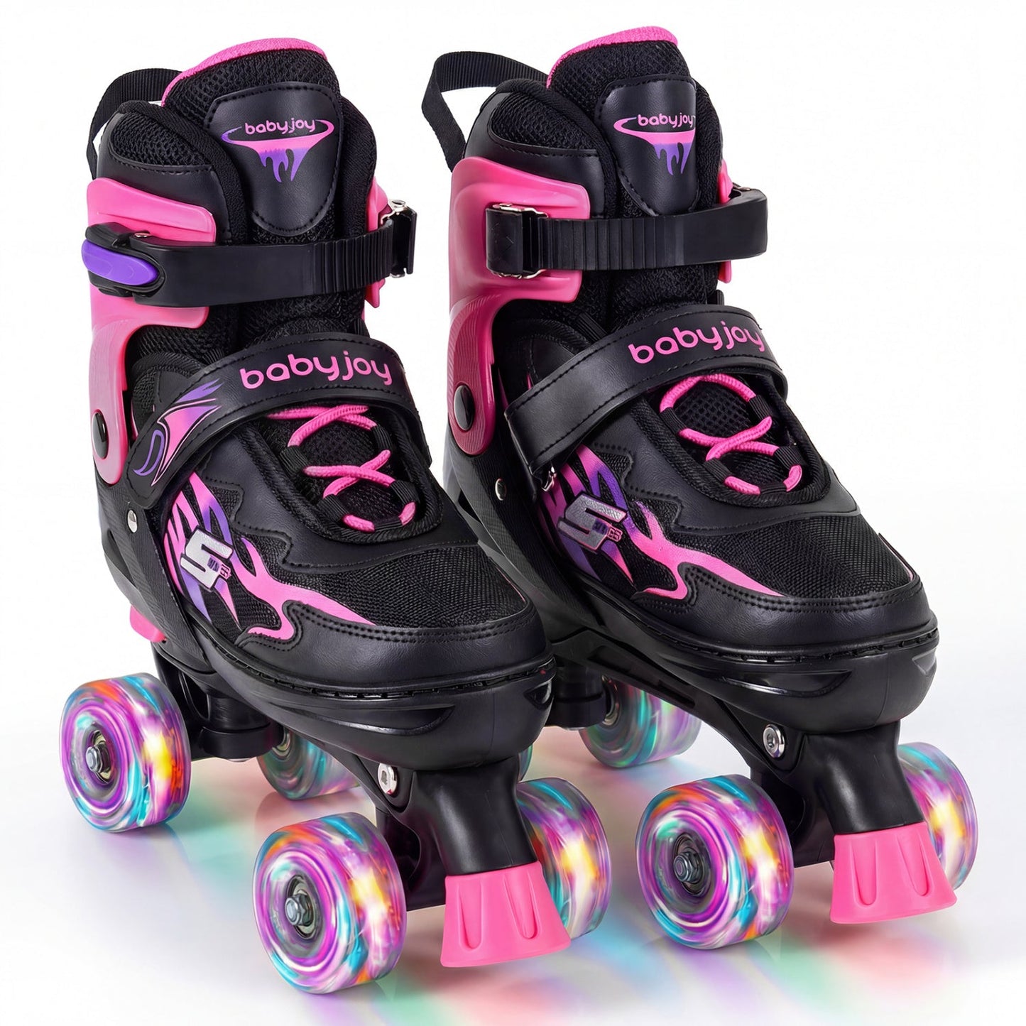 Kids Roller Skates for Girls Boys Teens 4 Sizes Adjustable Quad Skates with Light-up Wheels